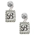 thumbnail image 1 of Silvertone Pebble Border Initial - B Clear Crystal Clip On Earrings, 1 of 3