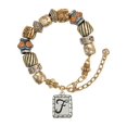 thumbnail image 1 of Silvertone Pebble Border Initial - F Two Tone Christian Bead Bracelet, 1 of 4