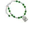 thumbnail image 1 of Silvertone Pebble Border Initial - P Green Beaded Bracelet, 1 of 1