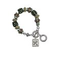 thumbnail image 1 of Silvertone Pebble Border Initial - R Fall Crystal Bead Charm Bracelet, 1 of 1