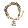 thumbnail image 1 of Silvertone Pebble Border Initial - & Two Tone Christian Bead Bracelet, 1 of 4