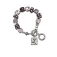 thumbnail image 1 of Silvertone Pebble Border Initial - Z Black Pebble Bead Charm Bracelet, 1 of 1