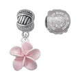 thumbnail image 1 of Silvertone Pink Plumeria Flower Snowflakes are Kisses from Heaven Charm Beads (Set of 2), 1 of 1