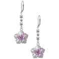 thumbnail image 1 of Silvertone Pink & Purple Butterfly on Large Flower Crystal Madison Leverback Earrings, 1 of 2