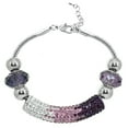 thumbnail image 1 of Silvertone Pink and Purple Crystal & Glass Bar Bead Charm Bracelet, 1 of 1
