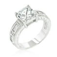 thumbnail image 1 of Silvertone Princess and Baguette-Cut Cubic Zirconia Engagement Ring, 1 of 1