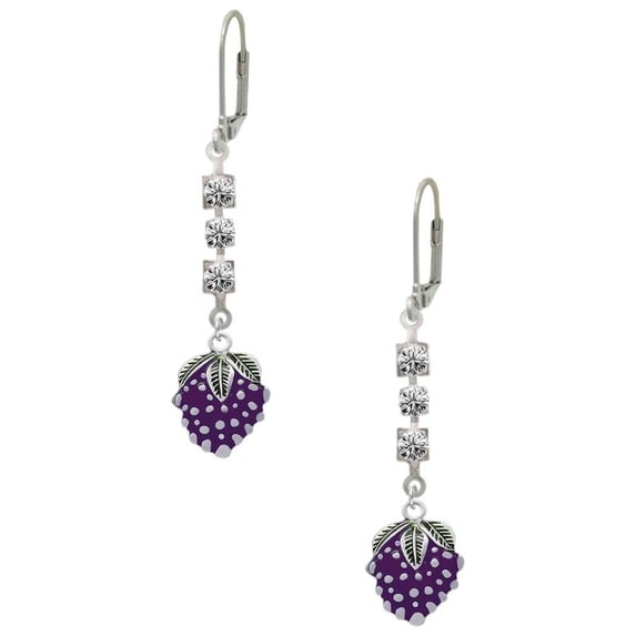 Silvertone Purple Grapes Crystal Madison Leverback Earrings