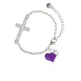 thumbnail image 1 of Silvertone Purple Heart with Nurse Hat - She will not Fall - Cross Bracelet, 1 of 1