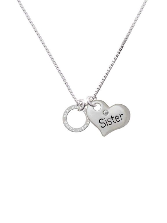 Silvertone Real Heroes Teach Eternity Ring Sister Heart Necklace