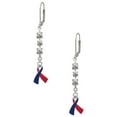 thumbnail image 1 of Silvertone Red & Blue Awareness Ribbon Crystal Madison Leverback Earrings, 1 of 2