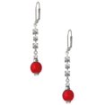 thumbnail image 1 of Silvertone Red Chinese Lantern with Clear Crystal Crystal Madison Leverback Earrings, 1 of 2