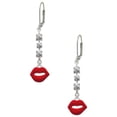 thumbnail image 1 of Silvertone Red Lips Crystal Madison Leverback Earrings, 1 of 2