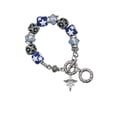thumbnail image 1 of Silvertone Registered Nurse Caduceus Blue Moon Bead Charm Bracelet, 1 of 1