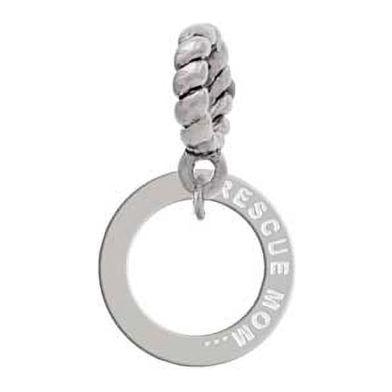 Silvertone Rescue Mom Infinity Ring - Rope Charm Bead