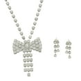 thumbnail image 1 of Silvertone Rhinestone Bow Jewelry Set, 1 of 1
