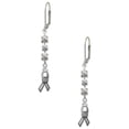 thumbnail image 1 of Silvertone Ribbon with Softball Crystal Madison Leverback Earrings, 1 of 2
