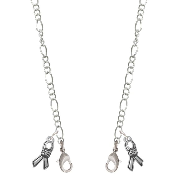 Silvertone Ribbon with Softball Silvertone Face Mask Necklace