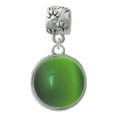 thumbnail image 1 of Silvertone Round - Imitation Cat's Eye - Green - Paw Print Charm Bead, 1 of 1