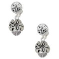 thumbnail image 1 of Silvertone Sand Dollar Spinner Clear Crystal Clip On Earrings, 1 of 3