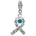 thumbnail image 1 of Silvertone Scroll Ribbon with Teal Crystal - Rope Charm Bead, 1 of 1