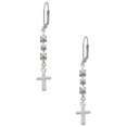thumbnail image 1 of Silvertone Simple Plain Small Cross Crystal Madison Leverback Earrings, 1 of 2