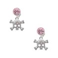 thumbnail image 1 of Delight Jewelry Silvertone Skull with 3 AB Crystals Pink Crystal Clip on Earrings, 1 of 5