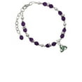 thumbnail image 1 of Silvertone Small 2-D Green Trinity Knot Purple Beaded Bracelet, 1 of 1
