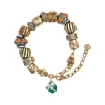 thumbnail image 1 of Silvertone Small 3-D Green Present with Bow Two Tone Christian Bead Bracelet, 1 of 4