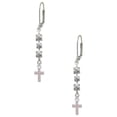 thumbnail image 1 of Silvertone Small AB Crystal Cross Crystal Madison Leverback Earrings, 1 of 2