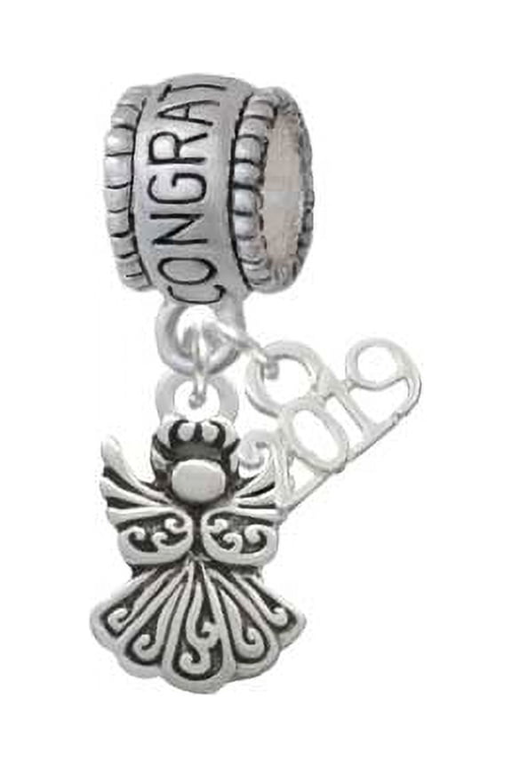 Silvertone Small Angel - 2019 Congraduations Charm Bead