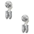 thumbnail image 1 of Silvertone Small Ballet Slippers Clear Crystal Clip On Earrings, 1 of 3