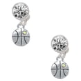 thumbnail image 1 of Silvertone Small Basketball with a AB Crystal Clear Crystal Clip On Earrings, 1 of 3