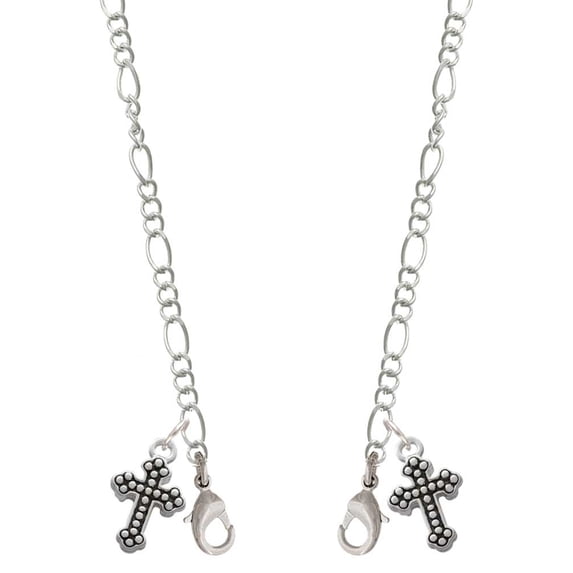 Silvertone Small Botonee Cross with Beaded Decoration Silvertone Face Mask Necklace