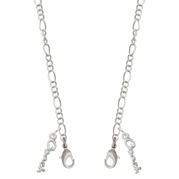 Silvertone Small Coach Script Silvertone Face Mask Necklace