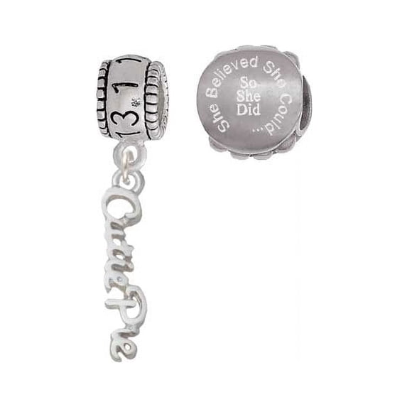 Silvertone Small Cutie Pie Script 13.1 Half Marathon Run She Believed She Could Charm Beads (Set of 2)