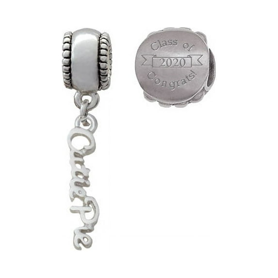 Silvertone Small Cutie Pie Script Silvertone Class of 2020 Charm Beads (Set of 2)