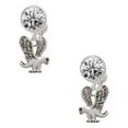 thumbnail image 1 of Silvertone Small Eagle - Mascot Clear Crystal Clip On Earrings, 1 of 3