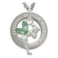 thumbnail image 1 of Silvertone Small Fairy with Lime Green Wings Custom Engraved Affirmation Ring Necklace, 1 of 2