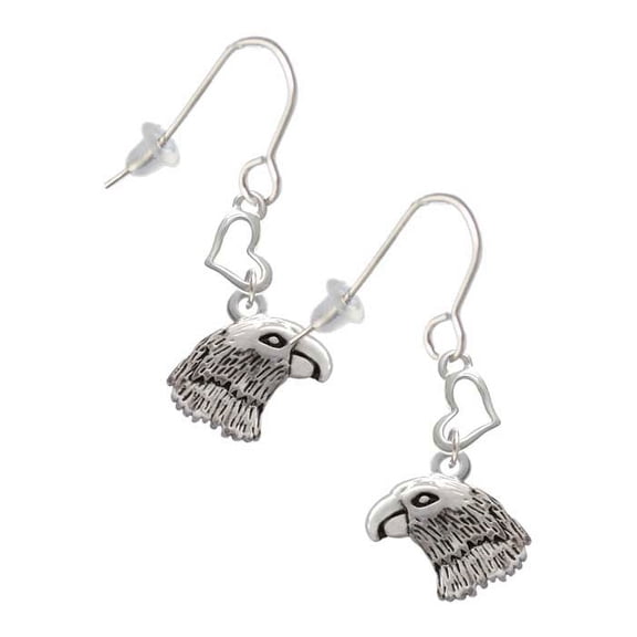 Silvertone Small Falcon - Mascot Heart French Earrings