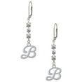 thumbnail image 1 of Silvertone Small Gelato Script Initial - B - Crystal Madison Leverback Earrings, 1 of 2