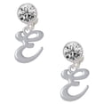 thumbnail image 1 of Silvertone Small Gelato Script Initial - E - Clear Crystal Clip On Earrings, 1 of 3