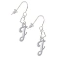 thumbnail image 1 of Silvertone Small Gelato Script Initial - J - Heart French Earrings, 1 of 1