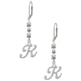 thumbnail image 1 of Silvertone Small Gelato Script Initial - K - Crystal Madison Leverback Earrings, 1 of 2