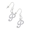 thumbnail image 1 of Silvertone Small Gelato Script Initial - P - Heart French Earrings, 1 of 1