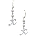 thumbnail image 1 of Silvertone Small Gelato Script Initial - X - Crystal Madison Leverback Earrings, 1 of 2