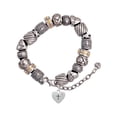 thumbnail image 1 of Silvertone Small Heart with Cross & Fish with Crystal Silver Tone Christian Bead Bracelet, 1 of 4