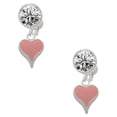 thumbnail image 1 of Silvertone Small Long Pink Heart Clear Crystal Clip On Earrings, 1 of 3
