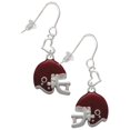 thumbnail image 1 of Silvertone Small Maroon Football Helmet Heart French Earrings, 1 of 4