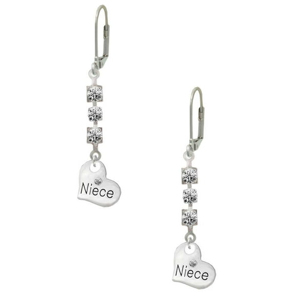 Silvertone Small Niece Heart Crystal Madison Leverback Earrings