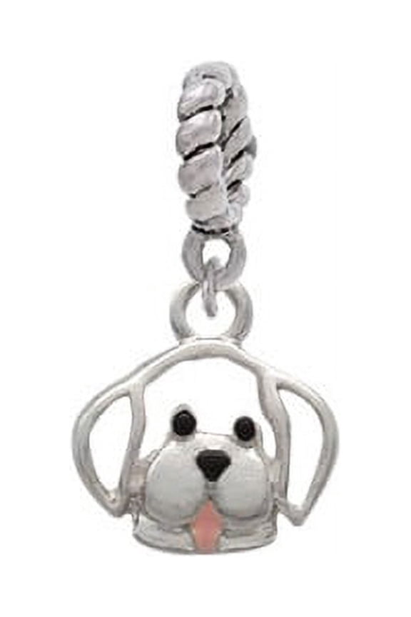 Silvertone Small Outline Dog Face - Rope Charm Bead